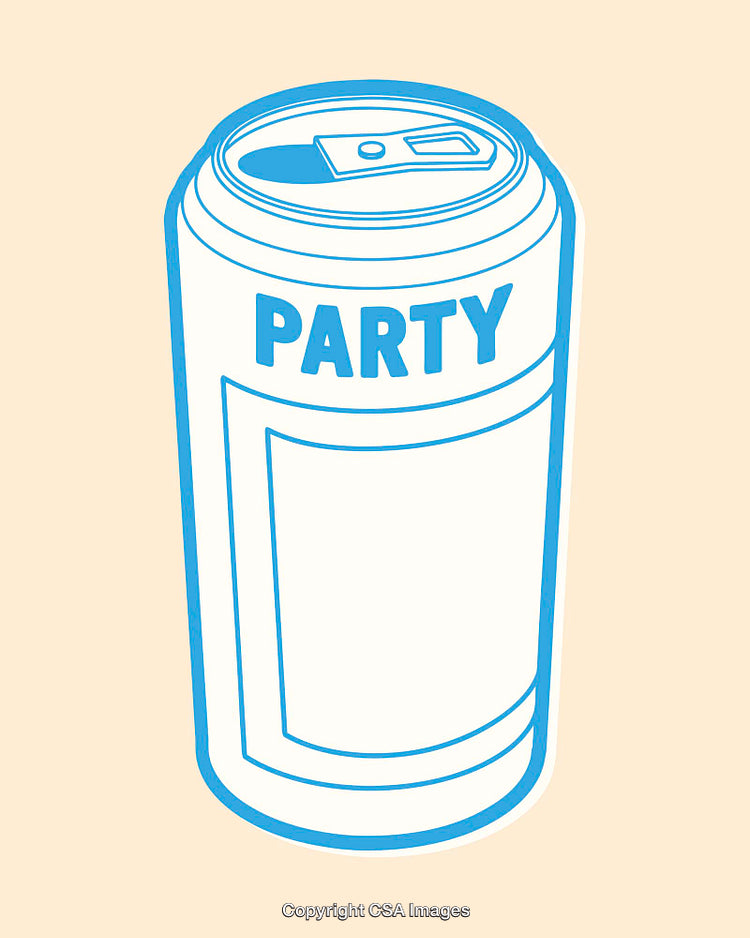 Blue Line Art Illustration of a Party Theme Beverage Can
