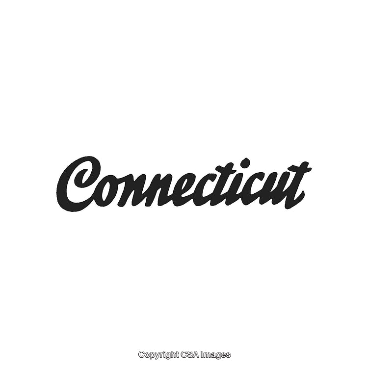 Stylish Representation of Connecticut in Bold Black Cursive Lettering on White Background