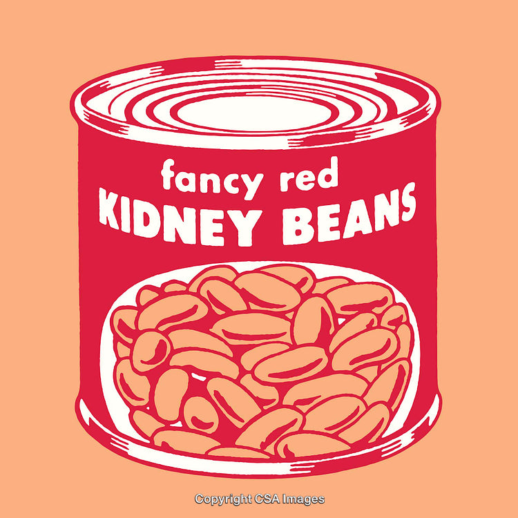 Color Line Art Illustration of Fancy Red Kidney Beans in a Can
