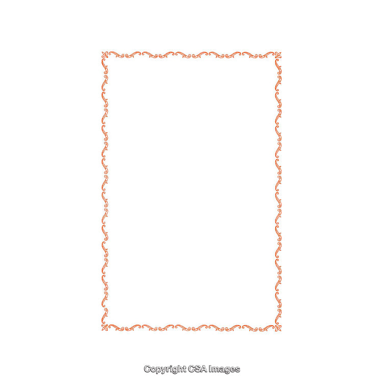 Elegant Decorative Ornamental Border with Intricate Design in Orange Color