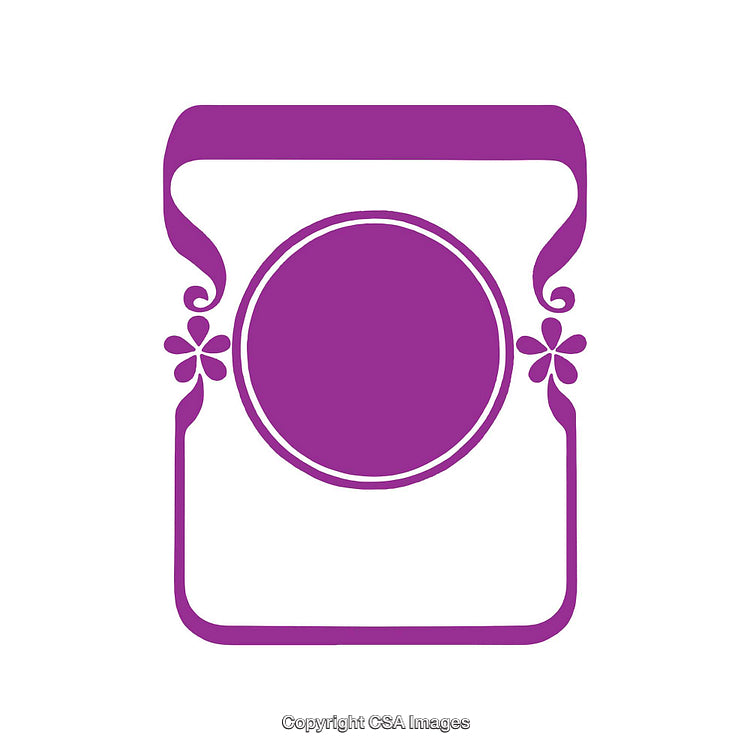 Abstract Purple Label Design with Circular Frame and Decorative Elements