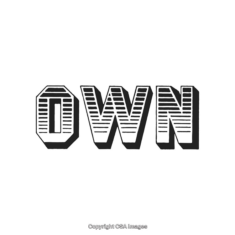Bold 3D Typography of the Word Own in Monochrome Design