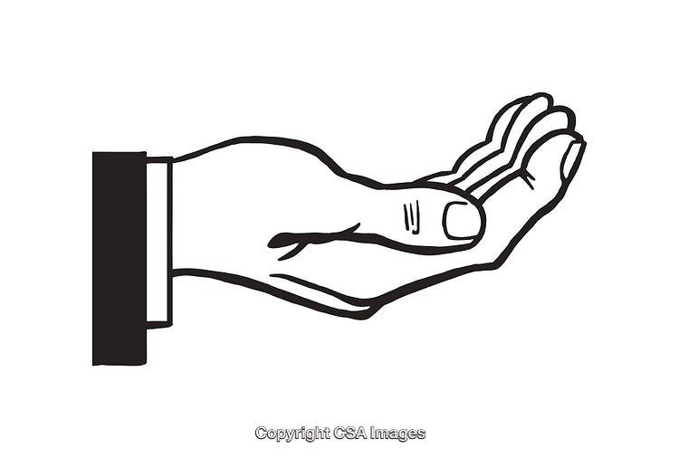 Black and White Illustration of an Open Hand Gesture