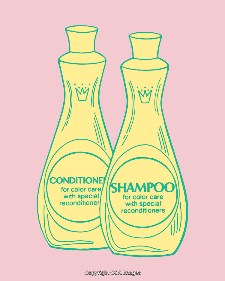 Color Line Art Illustration of Shampoo and Conditioner Bottles