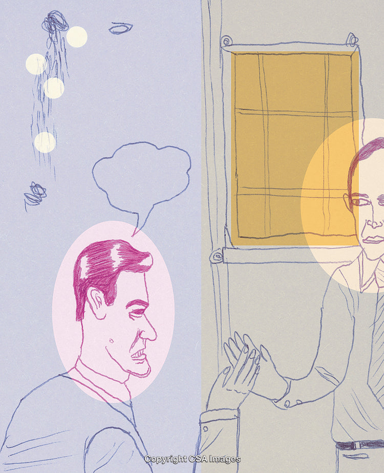 Illustration of Business Colleagues Discussing Ideas in Office Setting