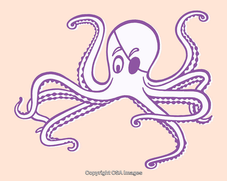 Purple Line Art Octopus Illustration on Soft Pastel Background