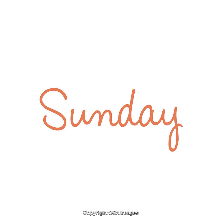 Minimalist Cursive 'Sunday' Lettering in Orange on White Background