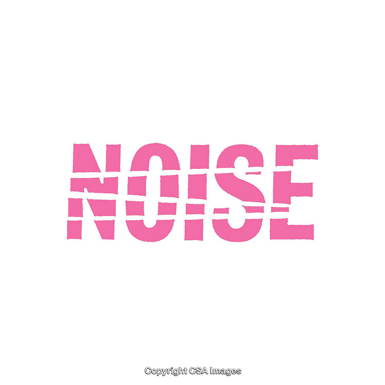 Pink Noise Text Art with Strikethrough Effect on White Background
