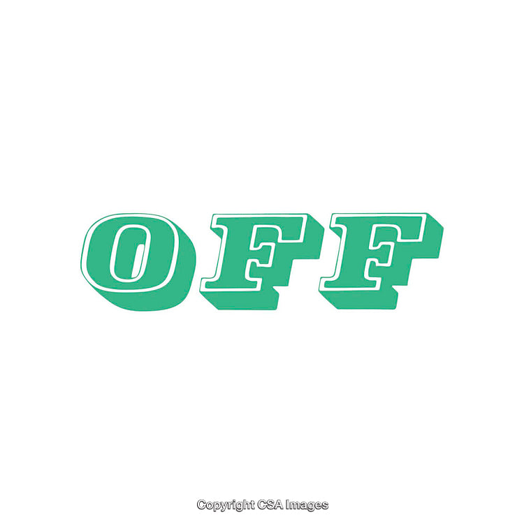 Green Text Depicting the Word 'Off' in Bold and Simple Typeface