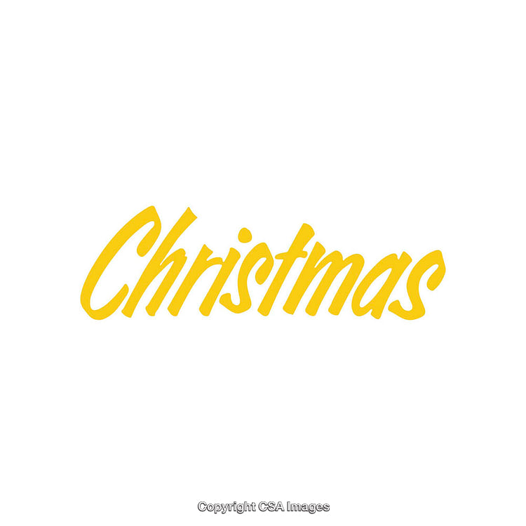 Yellow 'Christmas' Text Highlighting Joyful Holiday Spirit on White Background