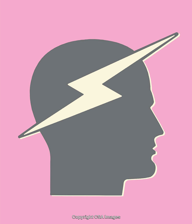 Silhouette of a Head with a Lightning Bolt Concept