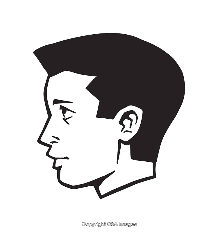 Black and White Line Art Illustration of a Male Profile