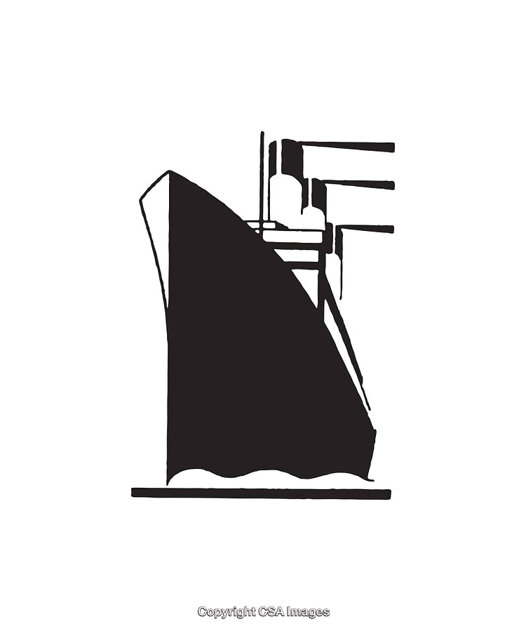 Abstract Black and White Silhouette of a Large Ship
