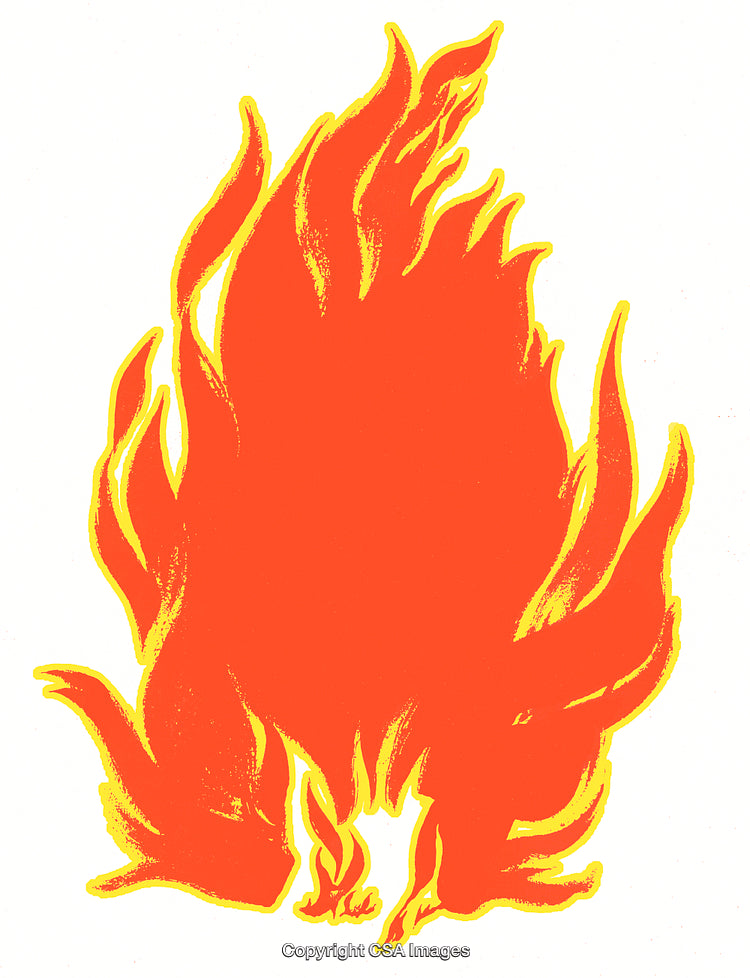 Vibrant Illustration of a Fiery Flame In Bold Color and Texture
