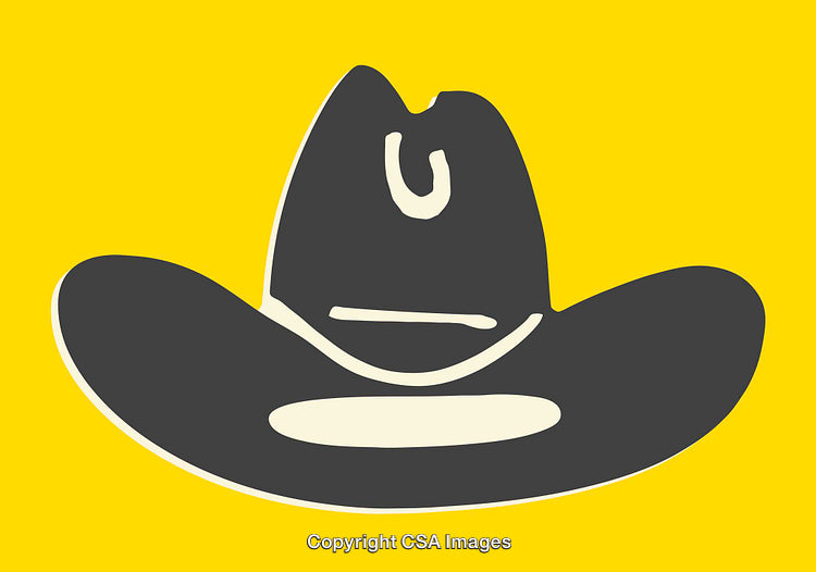 Colorful Illustration of a Cowboy Hat on a Vibrant Yellow Background