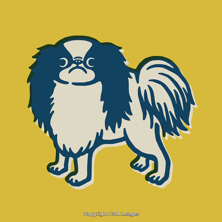 Stylized Illustration of a Small Dog on a Bright Yellow Background