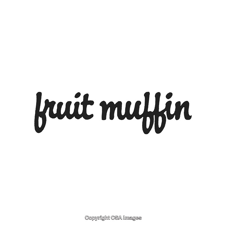 Handwritten 'Fruit Muffin' Text on a White Background