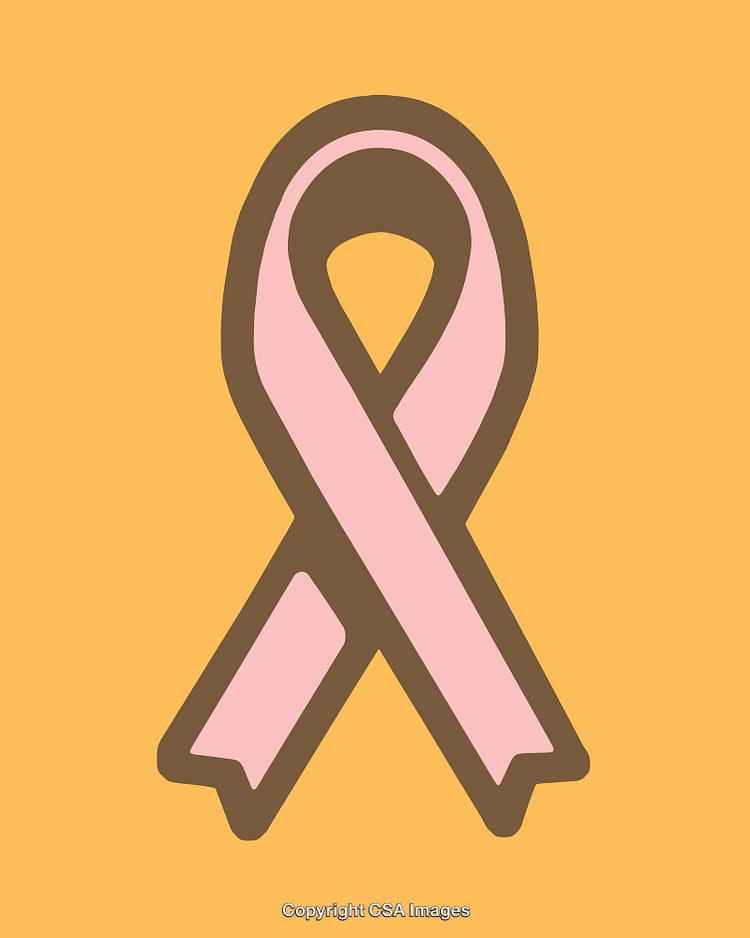 Breast Cancer Awareness Pink Ribbon on a Solid Yellow Background