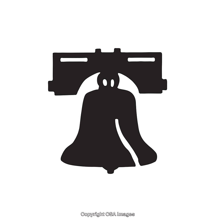 Simple Black and White Illustration of a Historic Liberty Bell