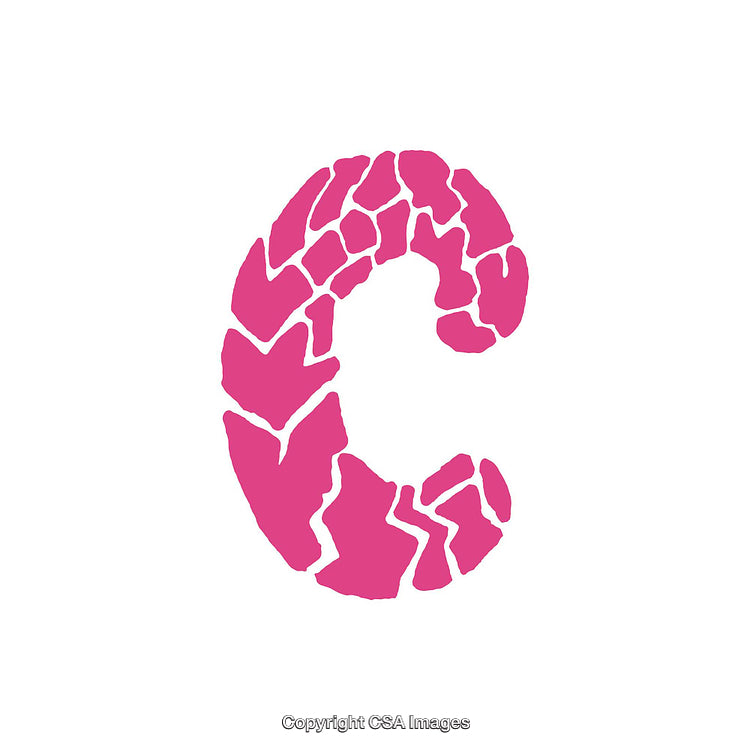 Pink Mosaic Letter C Symbol on a White Background