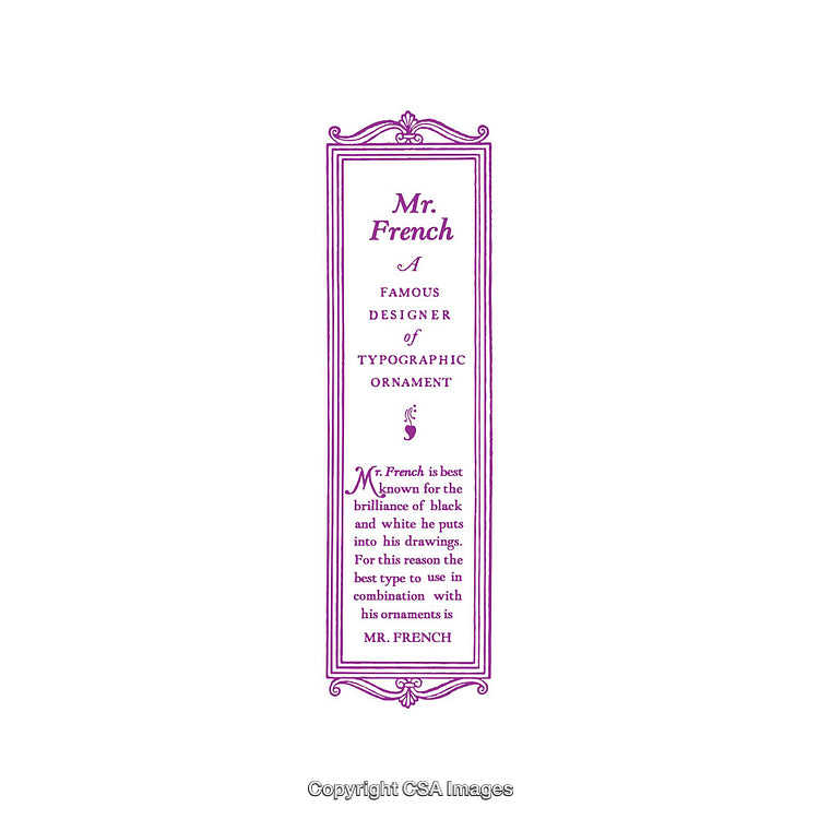 Decorative Label Featuring Mr. French's Artistic Typography and Ornament Design
