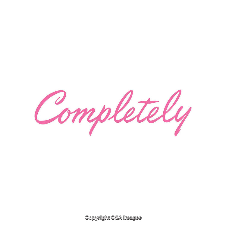 Stylish Pink Calligraphy Text 'Completely' on a Minimal White Background