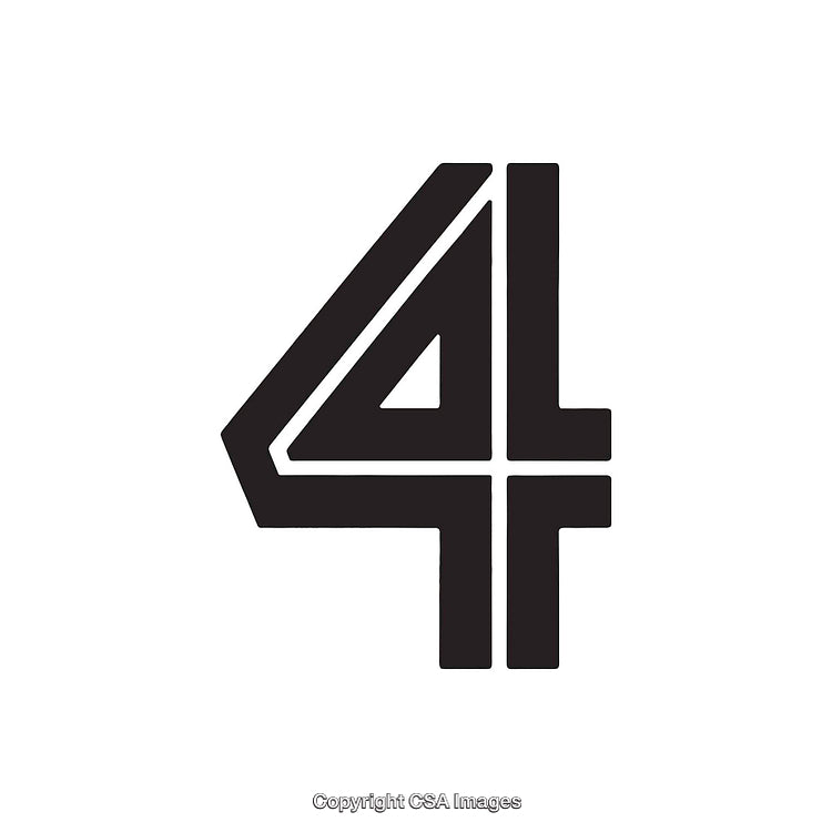 Bold Black number Four with Artistic Geometric Design