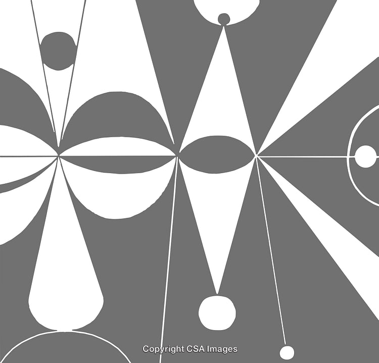 Abstract Monochrome Geometric Pattern with Symmetrical Arcs and Lines