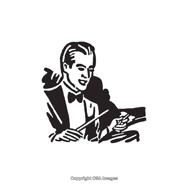 Black and White Line Art Illustration of a Man in Formal Attire