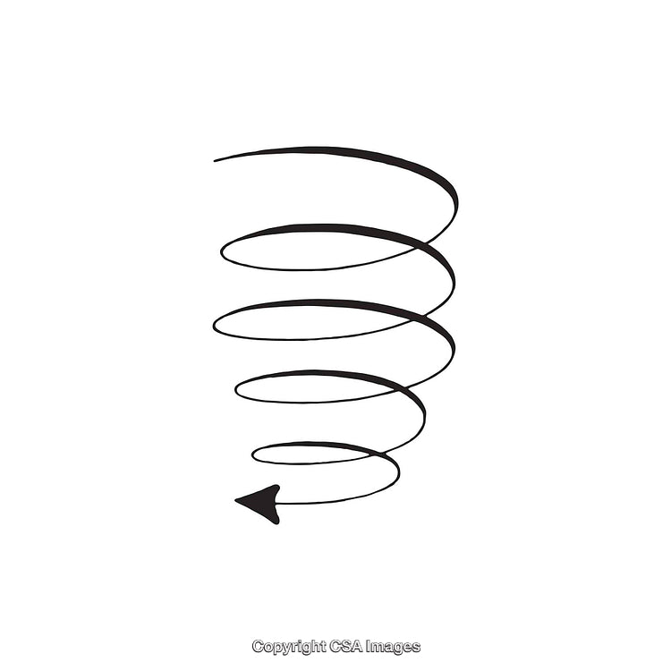 Black and White Spiral Shape with Downward Arrow Direction