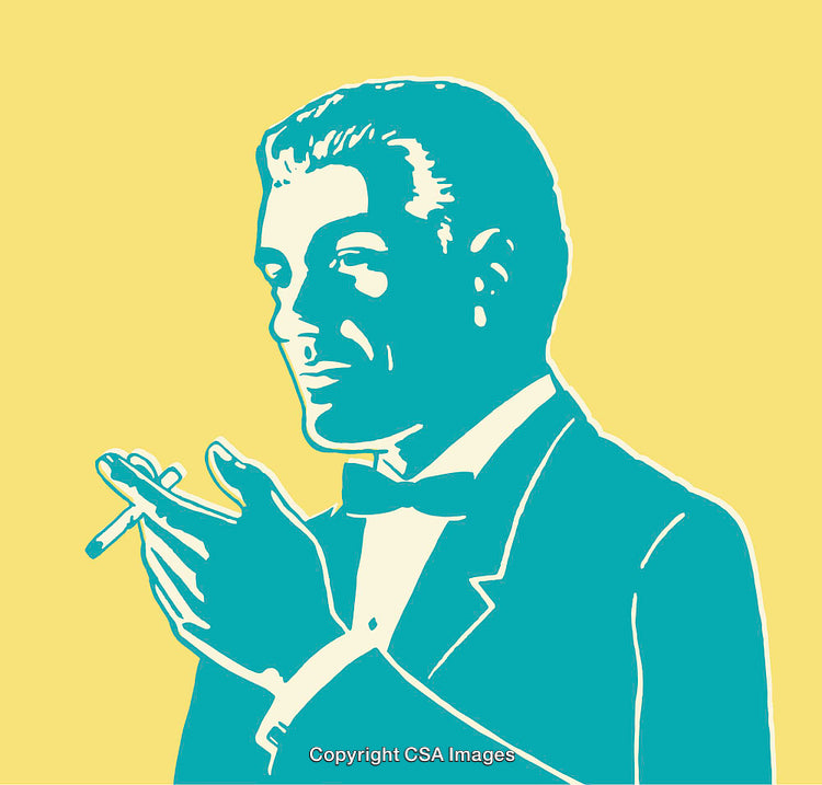 Stylish Male Figure in Retro-Inspired Color Line Art Illustration