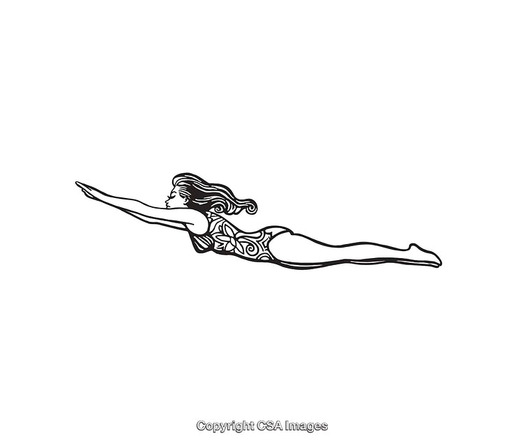 Elegant Line Art Illustration of a Female Swimmer in Motion