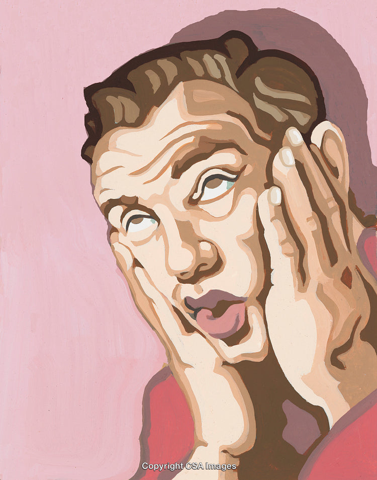 Expressive Painted Illustration in Vibrant Colors on a Pink Background