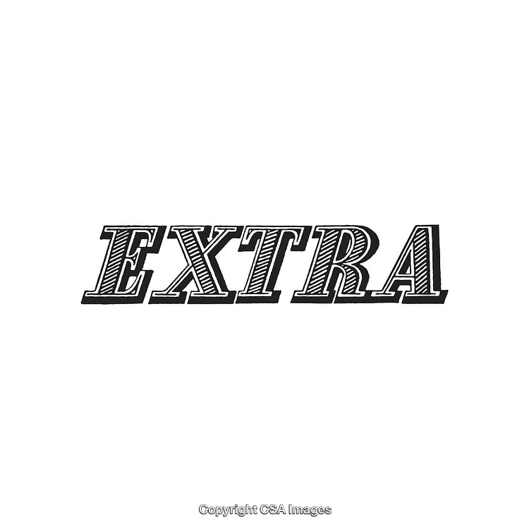Vintage Typography Illustration Highlighting the Word 'Extra' in Stylized Font