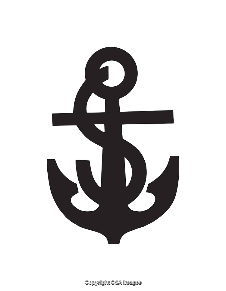 Stylized Black and White Anchor Symbol with Crossbar and Loop Elements