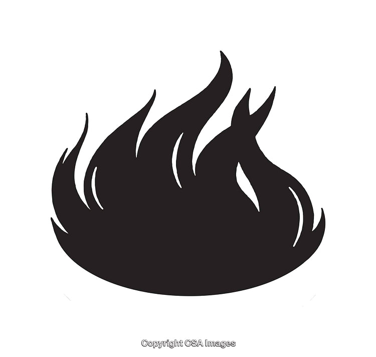 Black And White Flame Icon in Vector Graphic Style