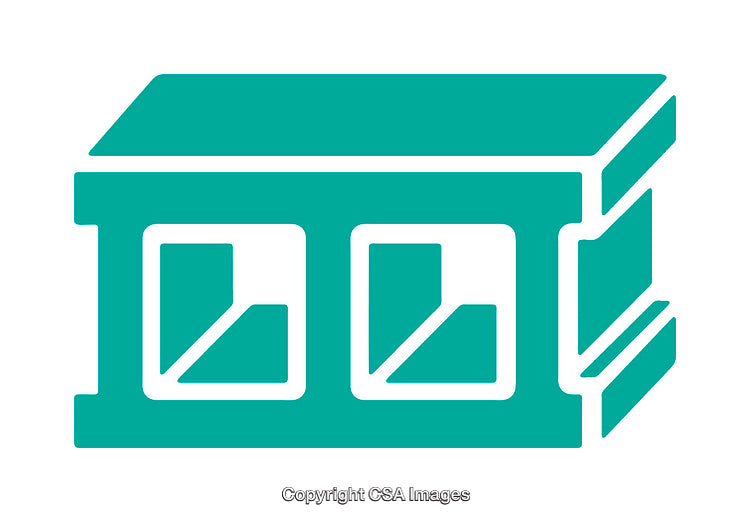 Minimalistic Teal Icon of a Rectangular Structure with Panels