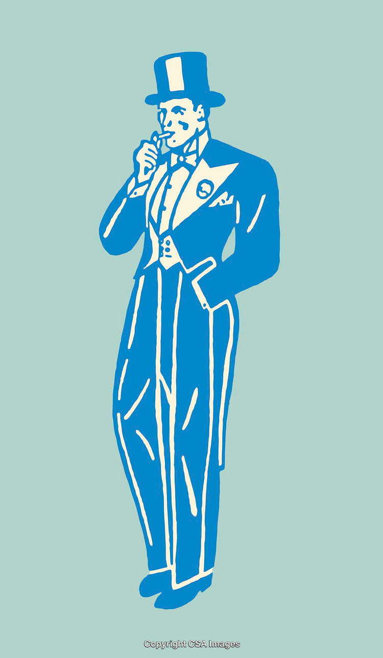 Sophisticated Gentleman Illustration in Classic Top Hat and Tailcoat