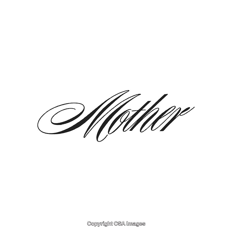 Elegant Script Illustration of the Word 'Mother' in Fancy Calligraphy Style