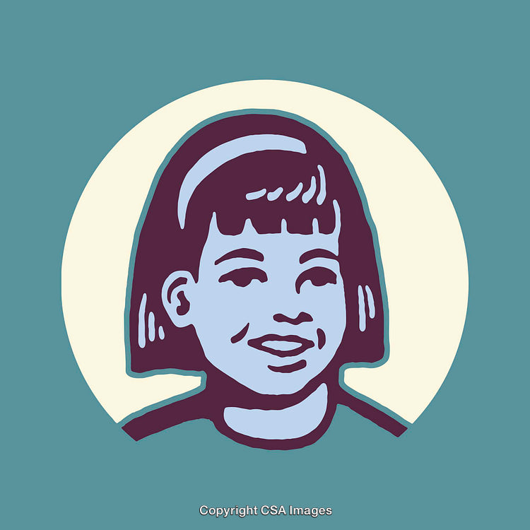 Retro Style Illustration of Smiling Child with Creative Element