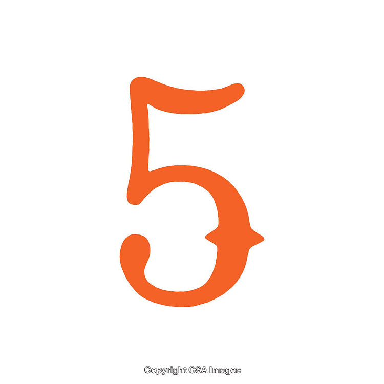 Creative Illustration of the Number Five in Bold Orange Tones