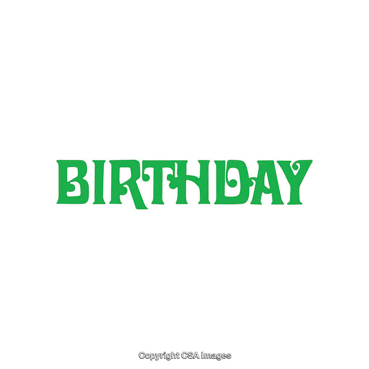 Bold Green 'Birthday' Text Isolated on a White Background