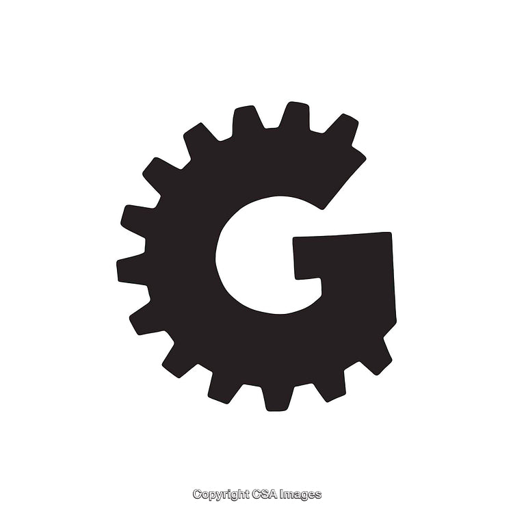 Creative Gear Design Forming the Letter G in Black Silhouette
