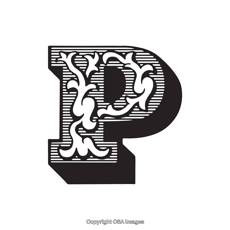 Ornate Decorative Letter P in Bold Gothic Style