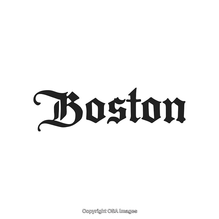 Bold Blackletter Typography Depicting Boston in Vintage Gothic Style
