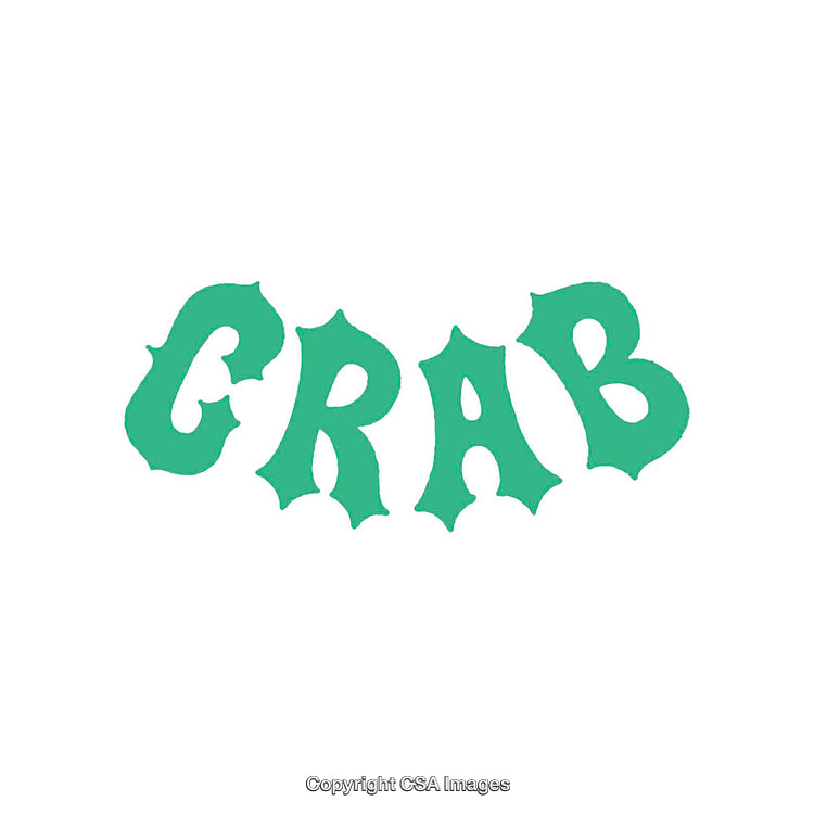 Green Typography Art Featuring the Word 'CRAB' in Unique Lettering