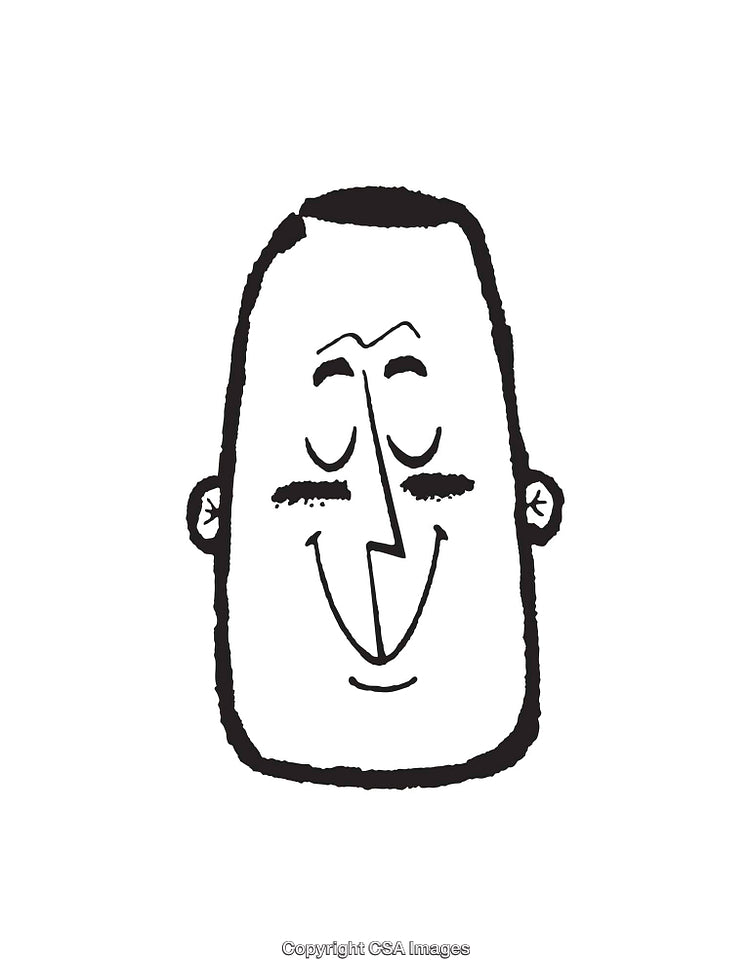 Black and White Illustration of a Cheerful Smiling Face in Minimalist Style