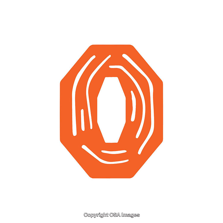 Bright Orange Artistic Representation of the Letter O on White Background