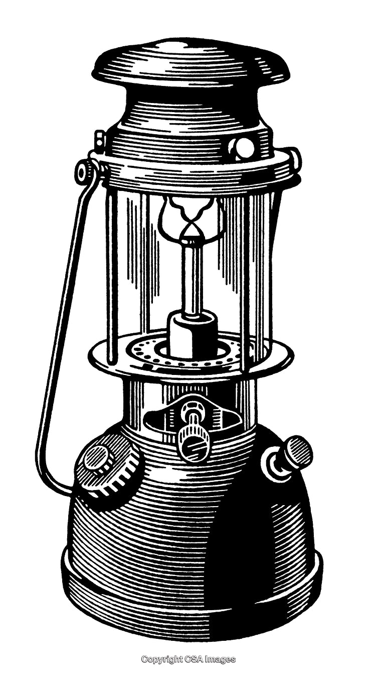 Vintage Lantern Engraving Illustration in Classic Black and White Design
