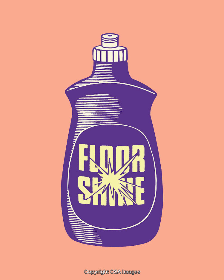 Vintage Style Line Art Illustration of a Cleaning Product Bottle